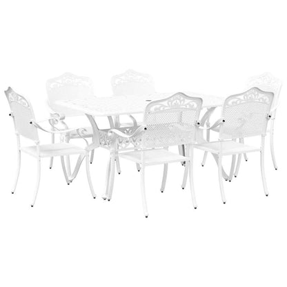 Set da Pranzo per Giardino 7 pcs Bianco Alluminio