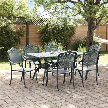 Set da Pranzo per Giardino 7 pcs Verde Alluminio