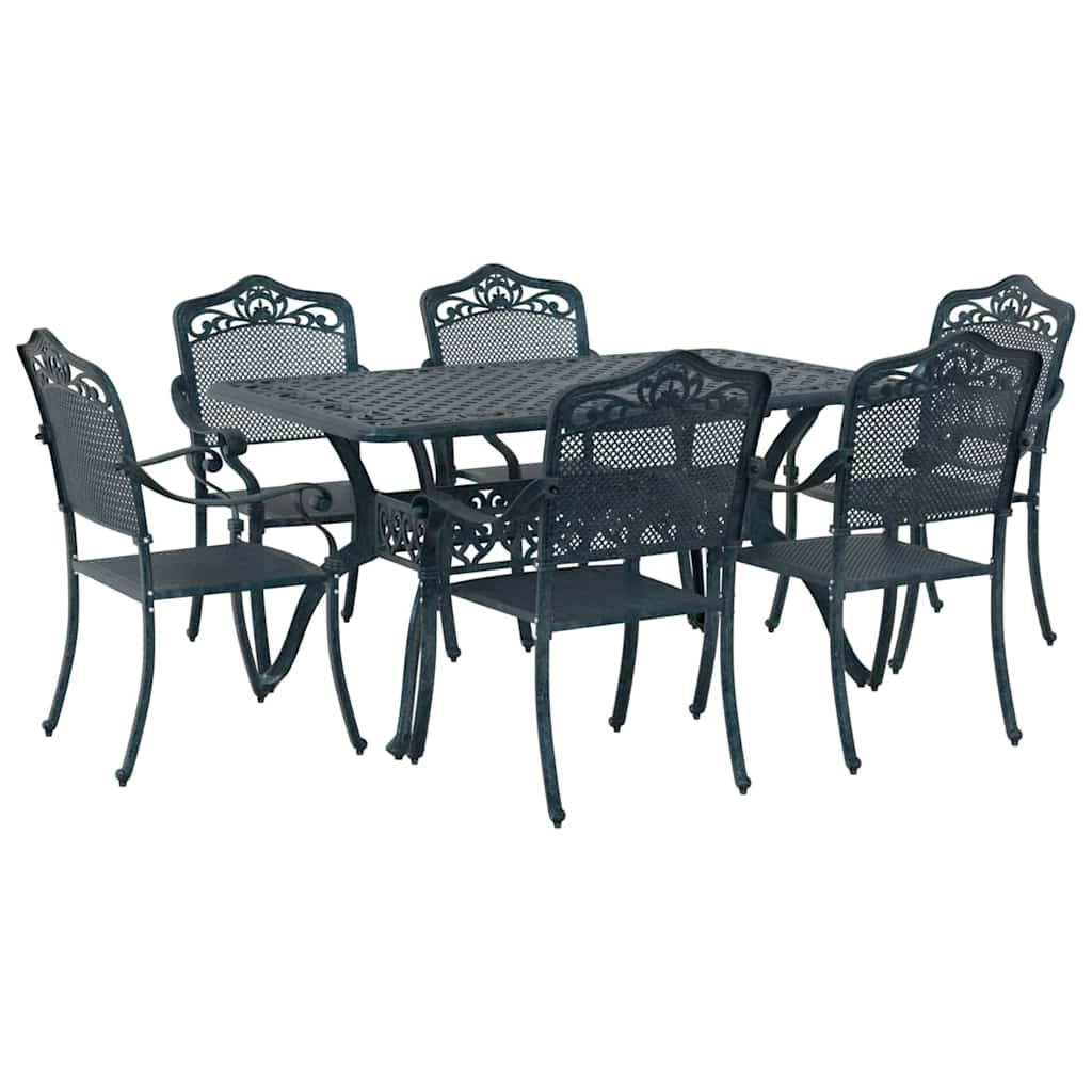 Set da Pranzo per Giardino 7 pcs Verde Alluminio