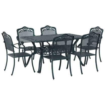 Set da Pranzo per Giardino 7 pcs Verde Alluminio