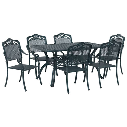 Set da Pranzo per Giardino 7 pcs Verde Alluminio