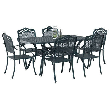 Set da Pranzo per Giardino 7 pcs Verde Alluminio