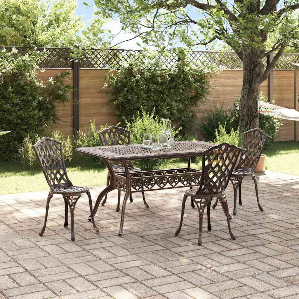 Set da Pranzo per Giardino 5 pcs Bronzo Alluminio