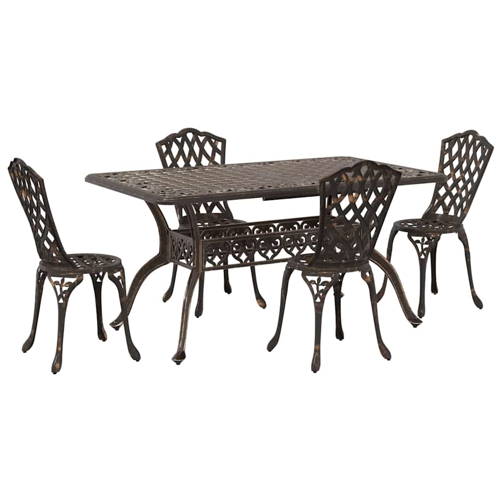 Set da Pranzo per Giardino 5 pcs Bronzo Alluminio