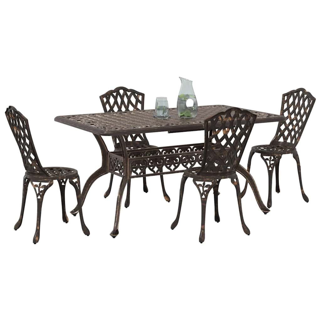 Set da Pranzo per Giardino 5 pcs Bronzo Alluminio