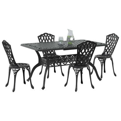 Set da Pranzo per Giardino 5 pcs Nero Alluminio
