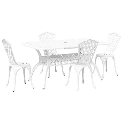 Set da Pranzo per Giardino 5 pcs Bianco Alluminio