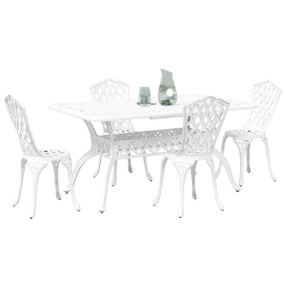 Set da Pranzo per Giardino 5 pcs Bianco Alluminio