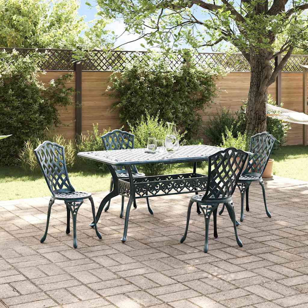 Set da Pranzo per Giardino 5 pcs Verde Alluminio