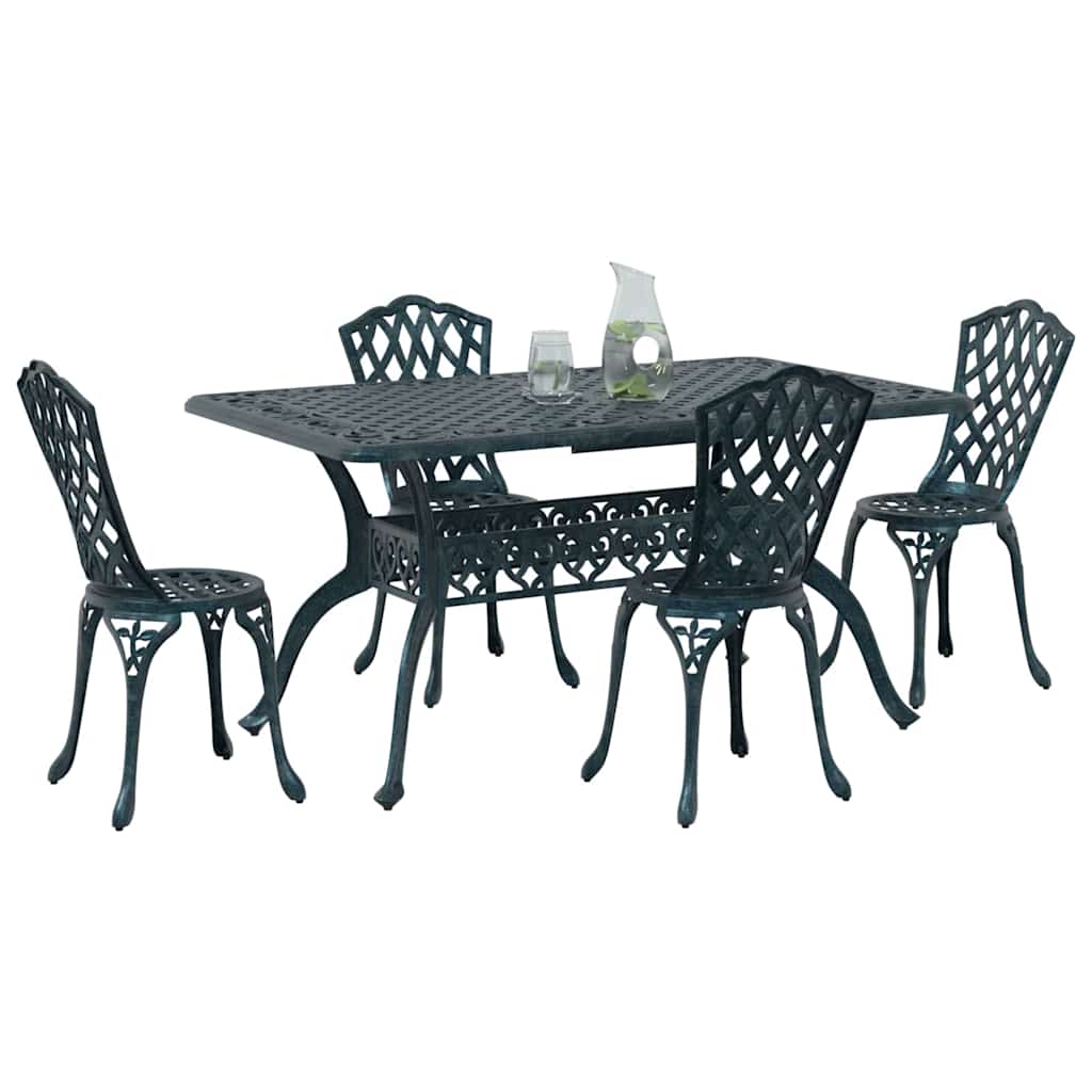 Set da Pranzo per Giardino 5 pcs Verde Alluminio