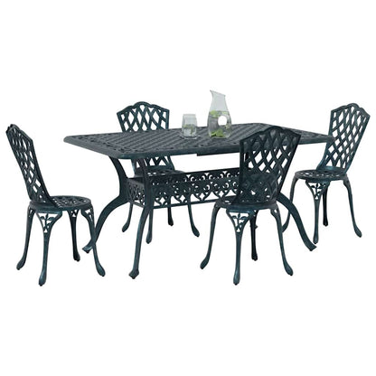 Set da Pranzo per Giardino 5 pcs Verde Alluminio