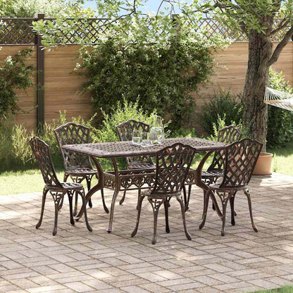 Set da Pranzo per Giardino 7 pcs Bronzo Alluminio