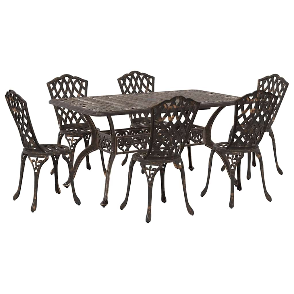 Set da Pranzo per Giardino 7 pcs Bronzo Alluminio