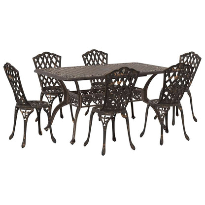 Set da Pranzo per Giardino 7 pcs Bronzo Alluminio