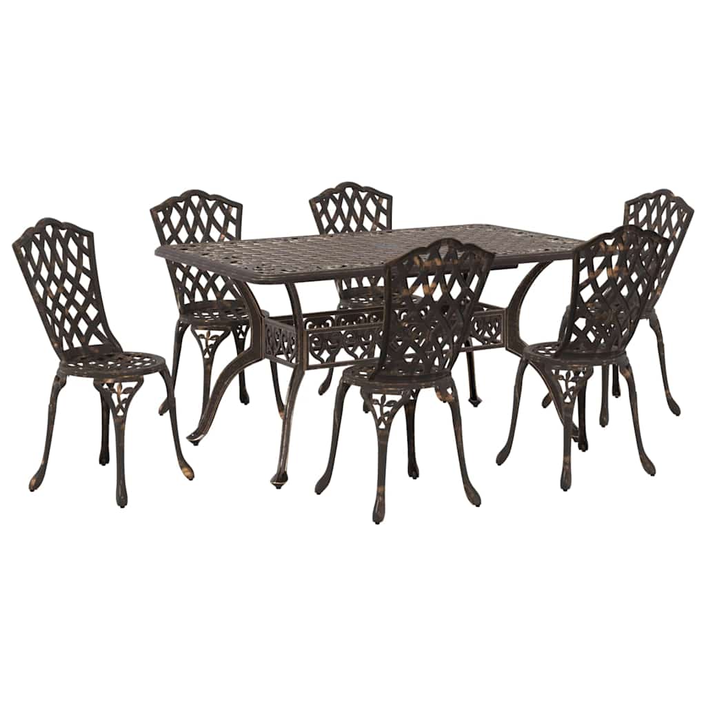 Set da Pranzo per Giardino 7 pcs Bronzo Alluminio
