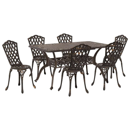 Set da Pranzo per Giardino 7 pcs Bronzo Alluminio