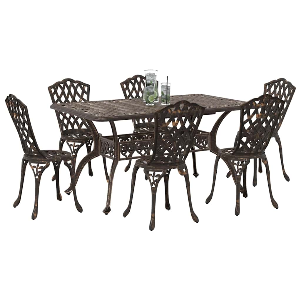 Set da Pranzo per Giardino 7 pcs Bronzo Alluminio