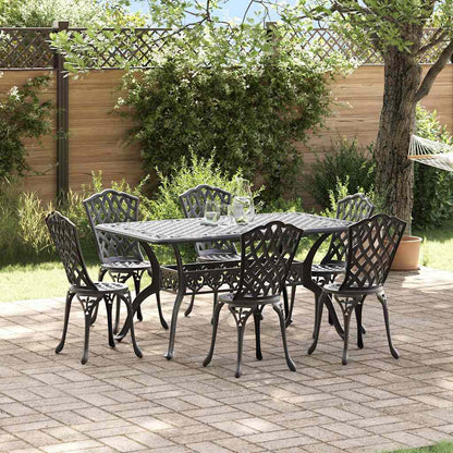 Set da Pranzo per Giardino 7 pcs Nero Alluminio