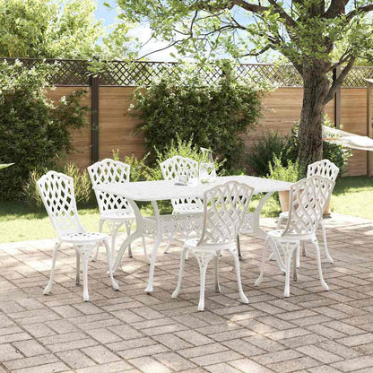 Set da Pranzo per Giardino 7 pcs Bianco Alluminio