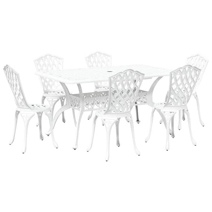 Set da Pranzo per Giardino 7 pcs Bianco Alluminio