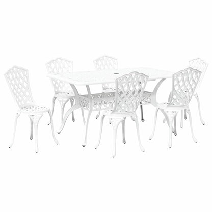 Set da Pranzo per Giardino 7 pcs Bianco Alluminio