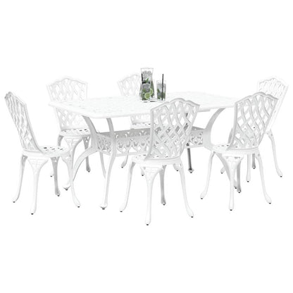 Set da Pranzo per Giardino 7 pcs Bianco Alluminio