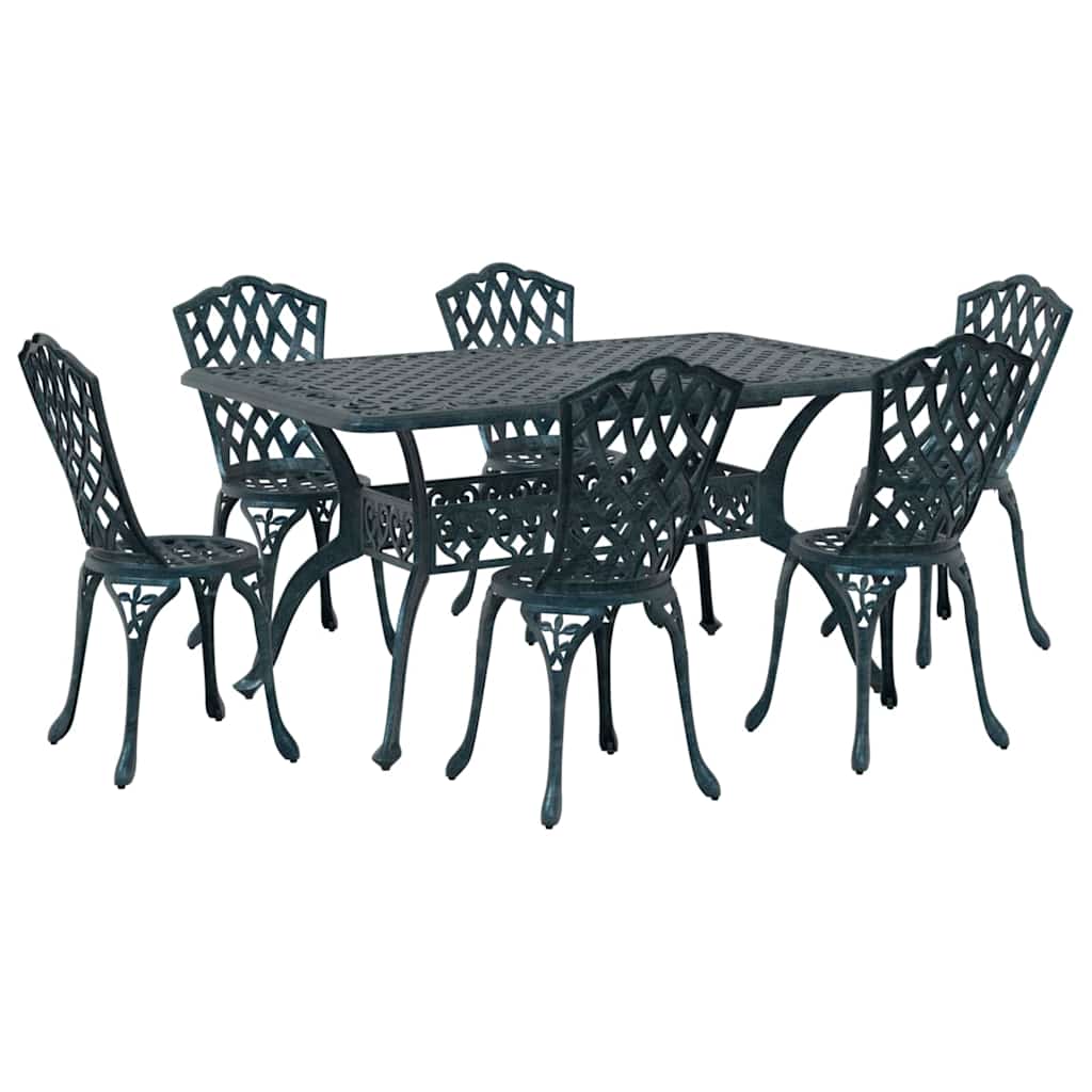 Set da Pranzo per Giardino 7 pcs Verde Alluminio