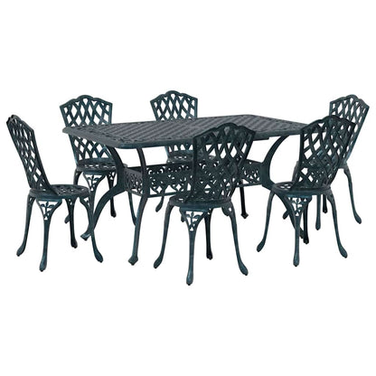 Set da Pranzo per Giardino 7 pcs Verde Alluminio