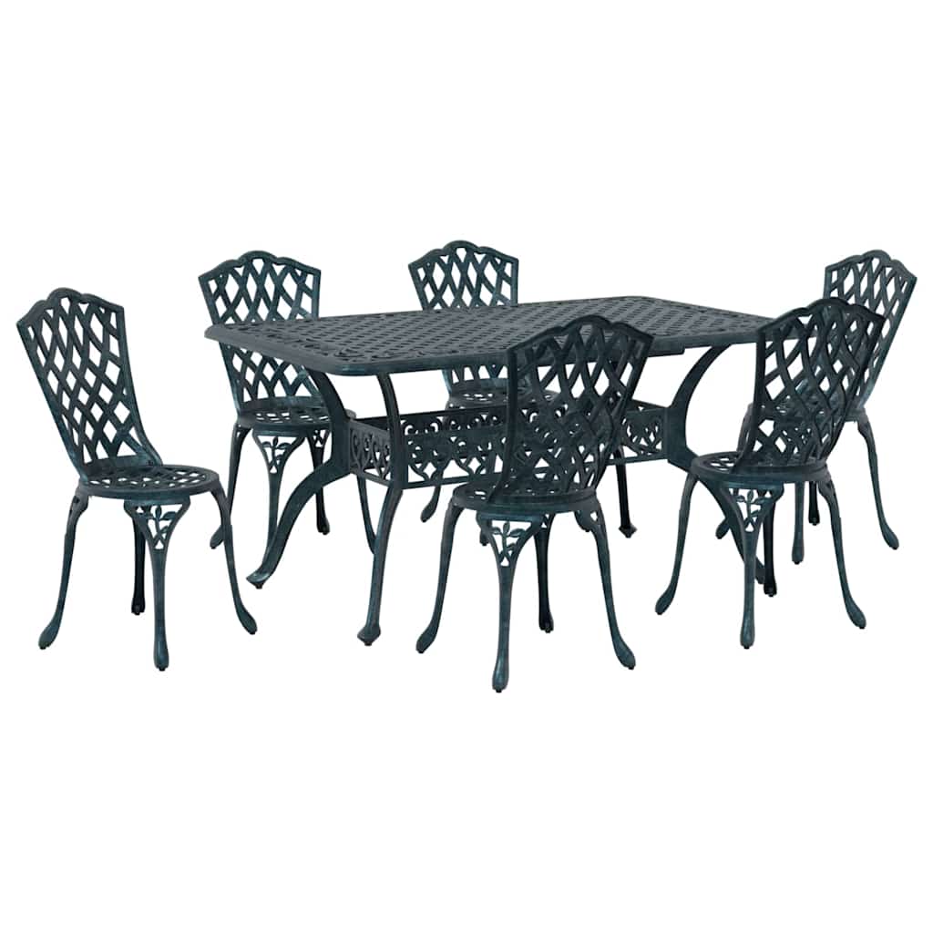 Set da Pranzo per Giardino 7 pcs Verde Alluminio