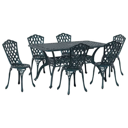 Set da Pranzo per Giardino 7 pcs Verde Alluminio