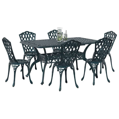 Set da Pranzo per Giardino 7 pcs Verde Alluminio