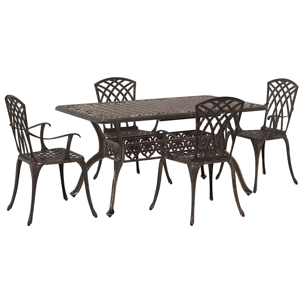 Set da Pranzo per Giardino 5 pcs Bronzo Alluminio