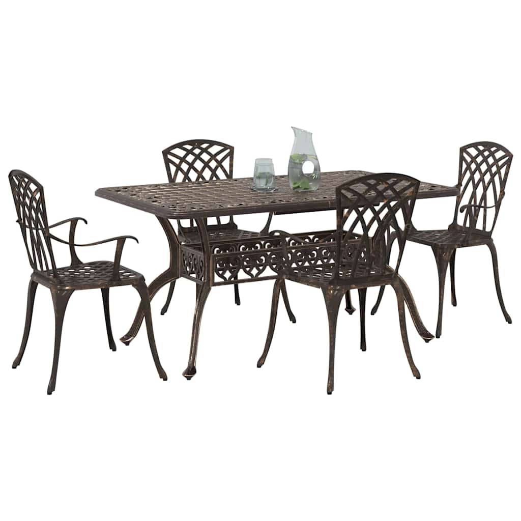 Set da Pranzo per Giardino 5 pcs Bronzo Alluminio