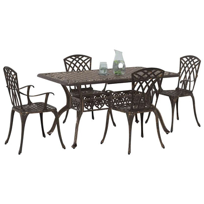 Set da Pranzo per Giardino 5 pcs Bronzo Alluminio