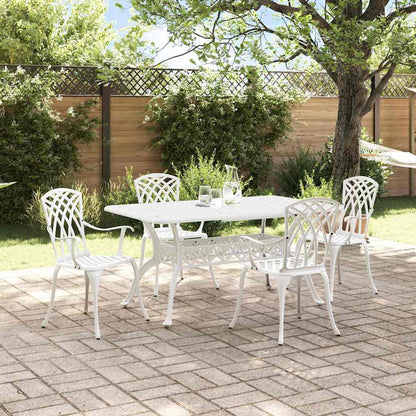 Set da Pranzo per Giardino 5 pcs Bianco Alluminio
