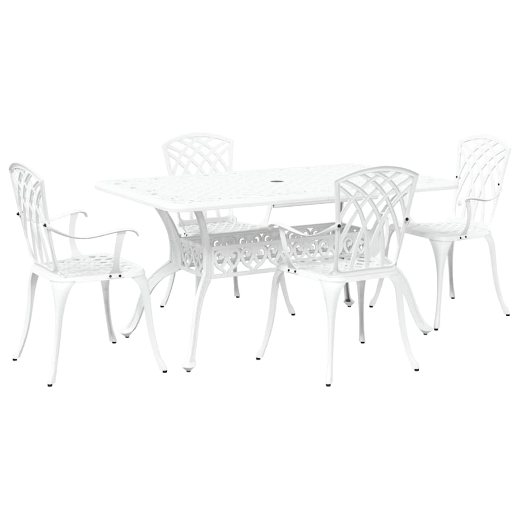 Set da Pranzo per Giardino 5 pcs Bianco Alluminio