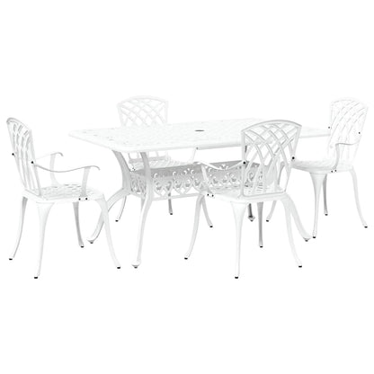 Set da Pranzo per Giardino 5 pcs Bianco Alluminio
