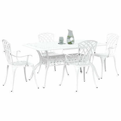 Set da Pranzo per Giardino 5 pcs Bianco Alluminio