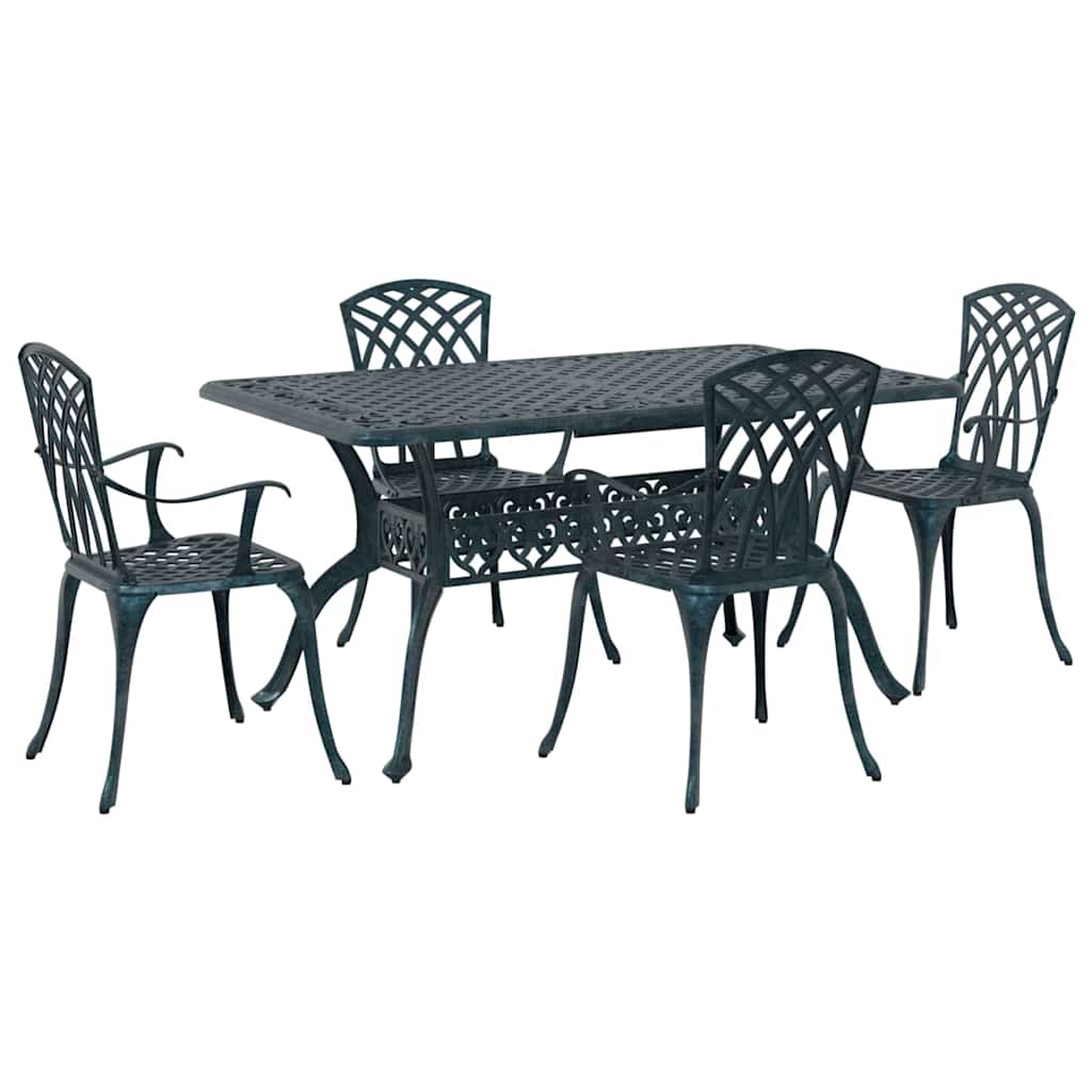 Set da Pranzo per Giardino 5 pcs Verde Alluminio
