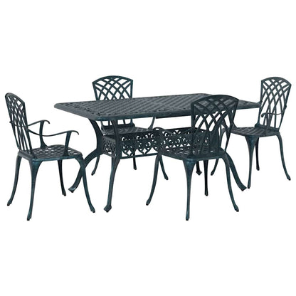 Set da Pranzo per Giardino 5 pcs Verde Alluminio