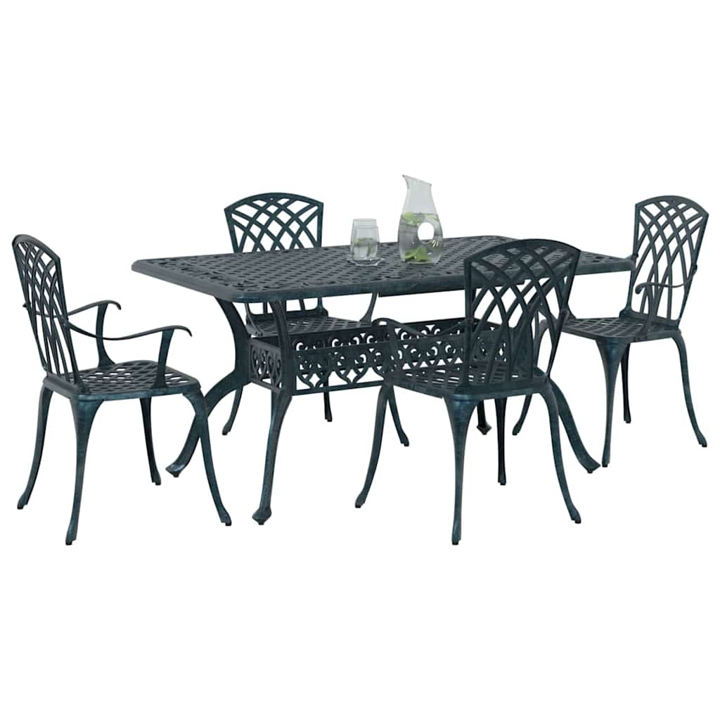 Set da Pranzo per Giardino 5 pcs Verde Alluminio