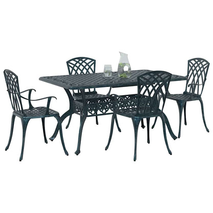 Set da Pranzo per Giardino 5 pcs Verde Alluminio