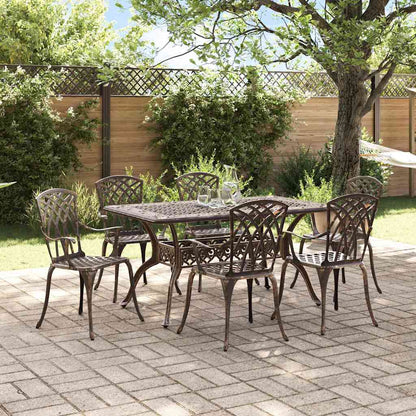 Set da Pranzo per Giardino 7 pcs Bronzo Alluminio