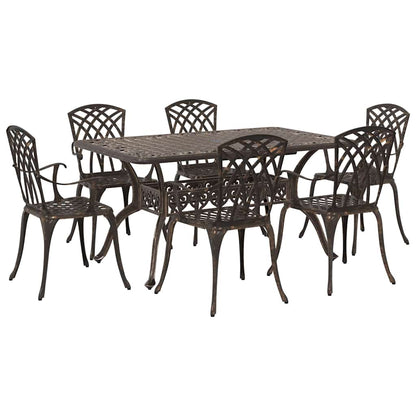 Set da Pranzo per Giardino 7 pcs Bronzo Alluminio