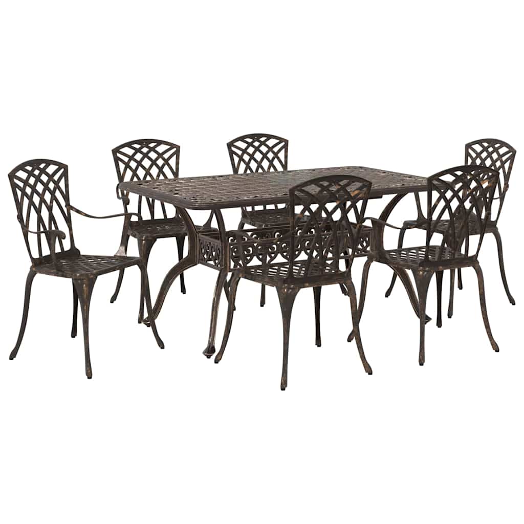 Set da Pranzo per Giardino 7 pcs Bronzo Alluminio