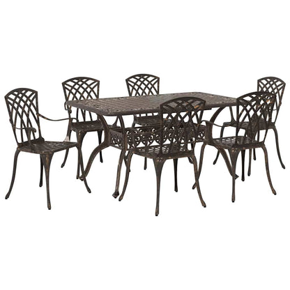 Set da Pranzo per Giardino 7 pcs Bronzo Alluminio