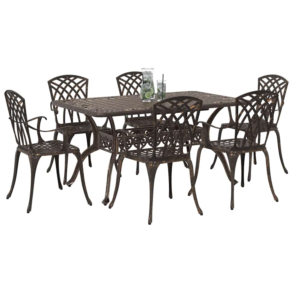 Set da Pranzo per Giardino 7 pcs Bronzo Alluminio