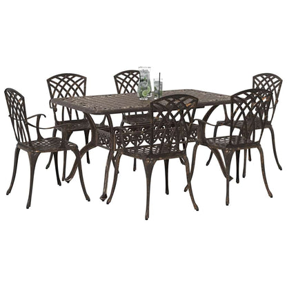 Set da Pranzo per Giardino 7 pcs Bronzo Alluminio