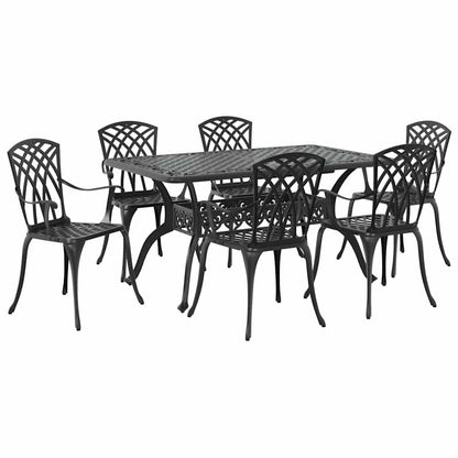Set da Pranzo per Giardino 7 pcs Nero Alluminio