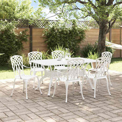 Set da Pranzo per Giardino 7 pcs Bianco Alluminio